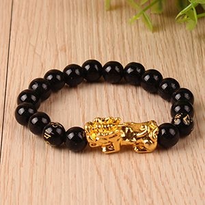 Pulsera de Oro de Cuentas Negras