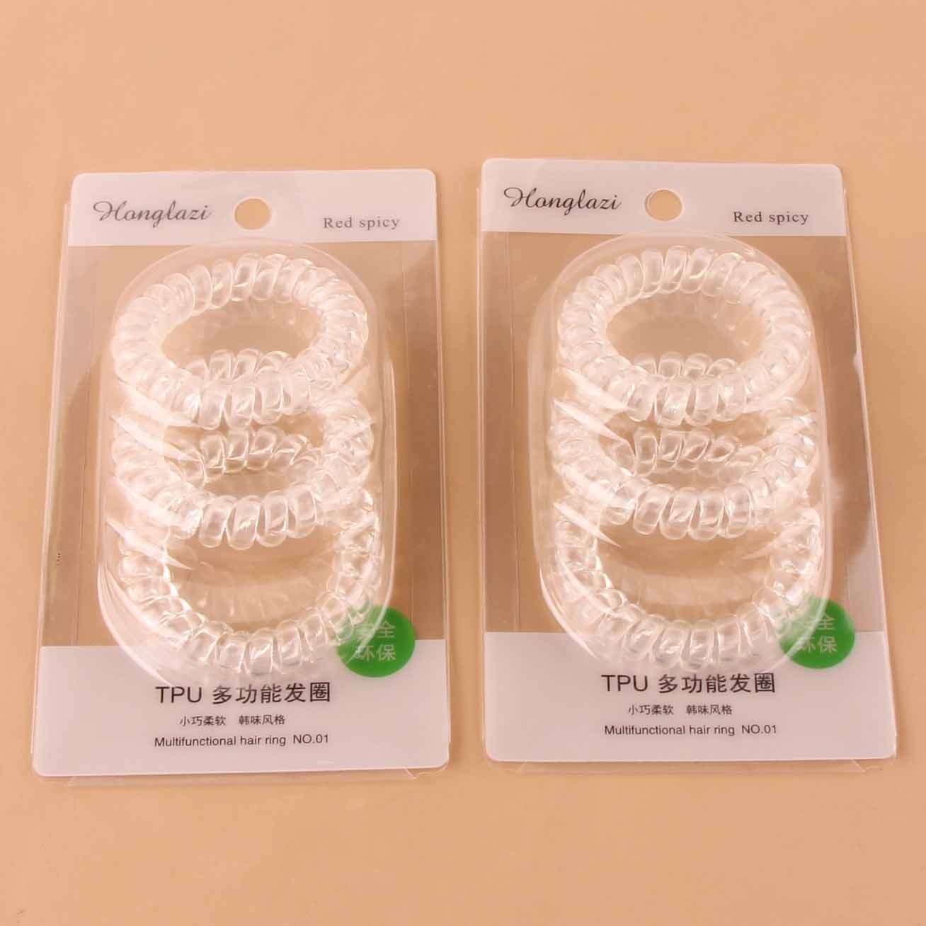 Header Cards Packaging Three Spiral Hair Ties