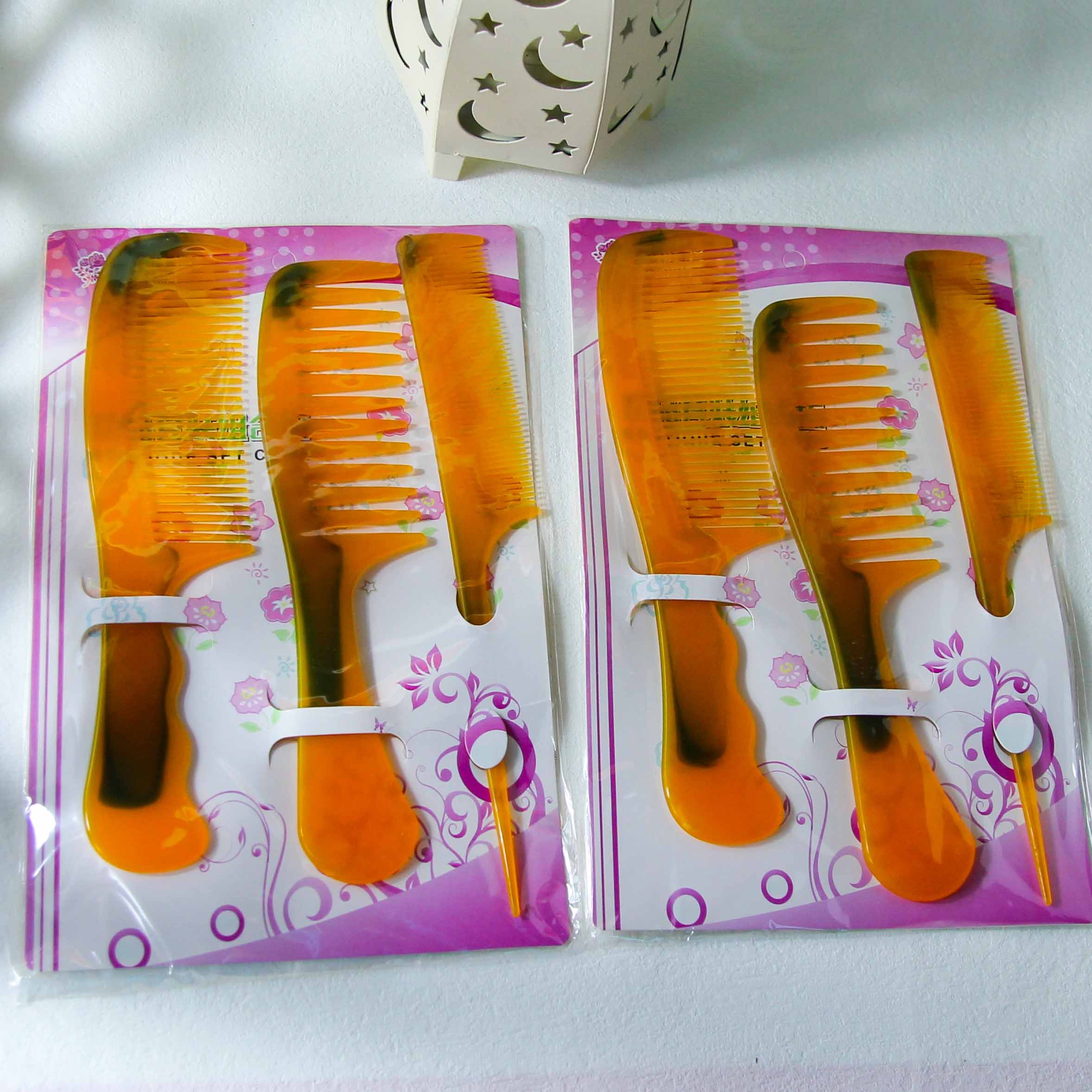 Flower Fate Cow Horn Comb Three-piece SET 3