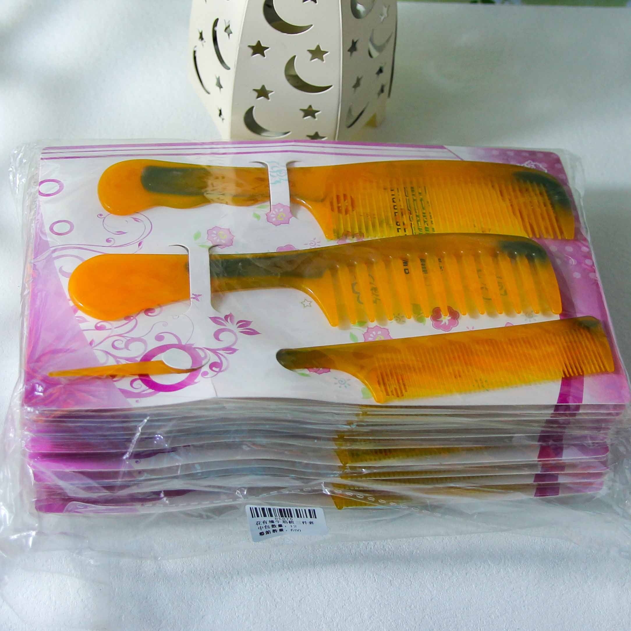 Flower Fate Cow Horn Comb Three-piece SET 4