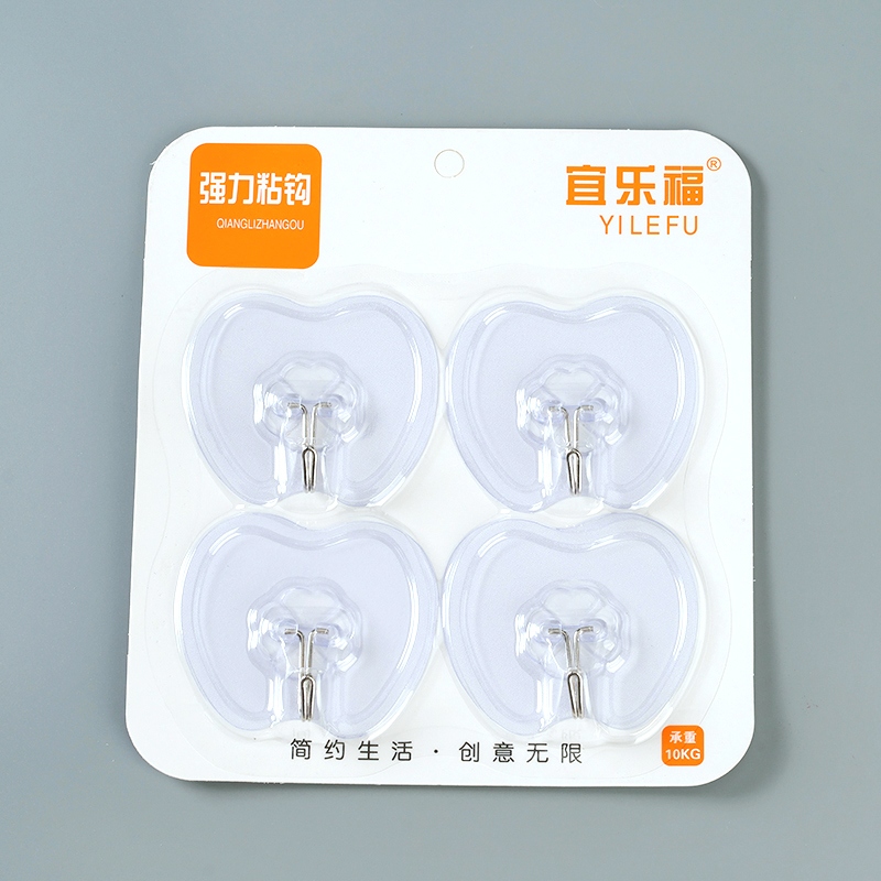 Yilefu 8077 Cuatro Ganchos Adhesivos de Apple (Transparente) 4