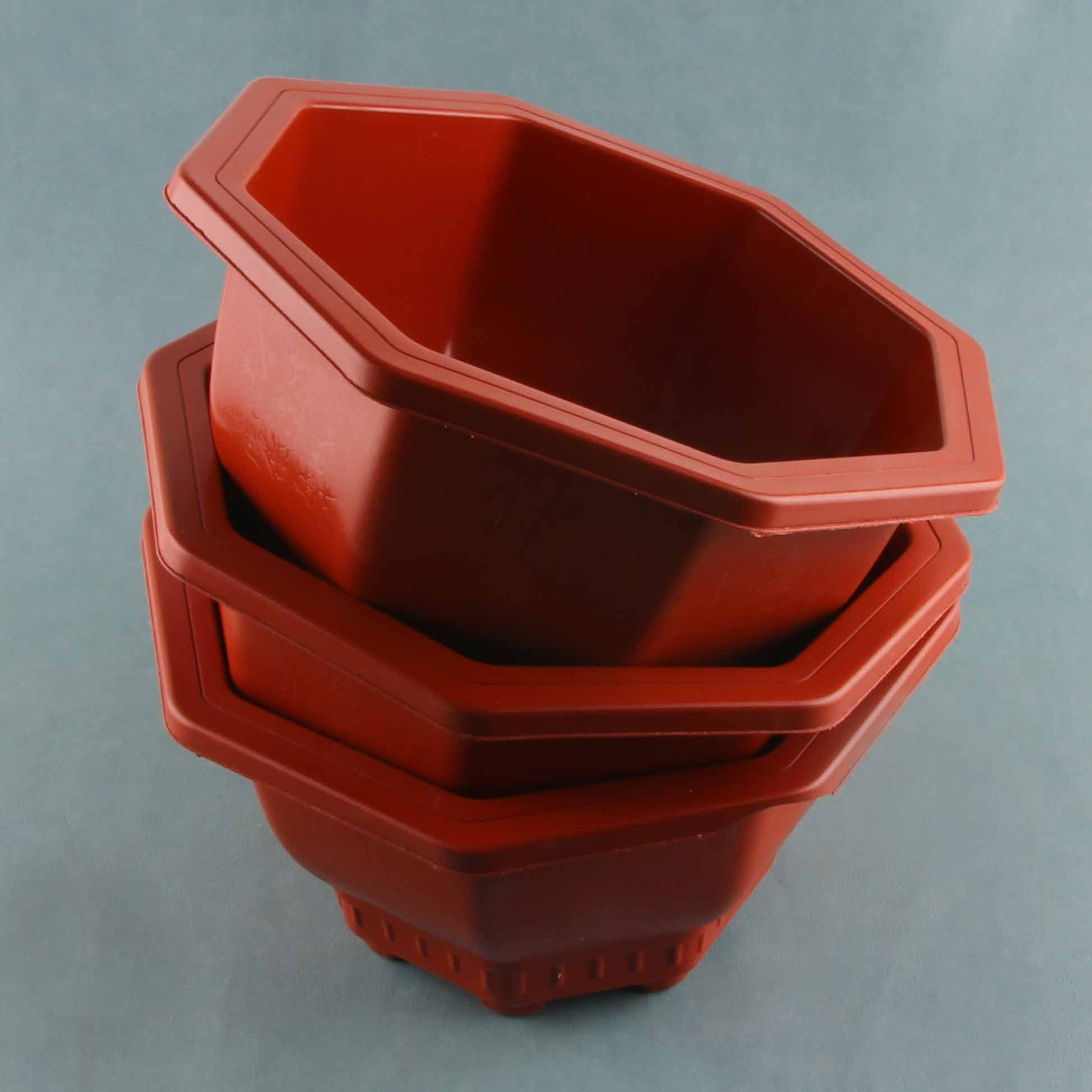 A-49 Red Octagonal Flower Pot (150) 3