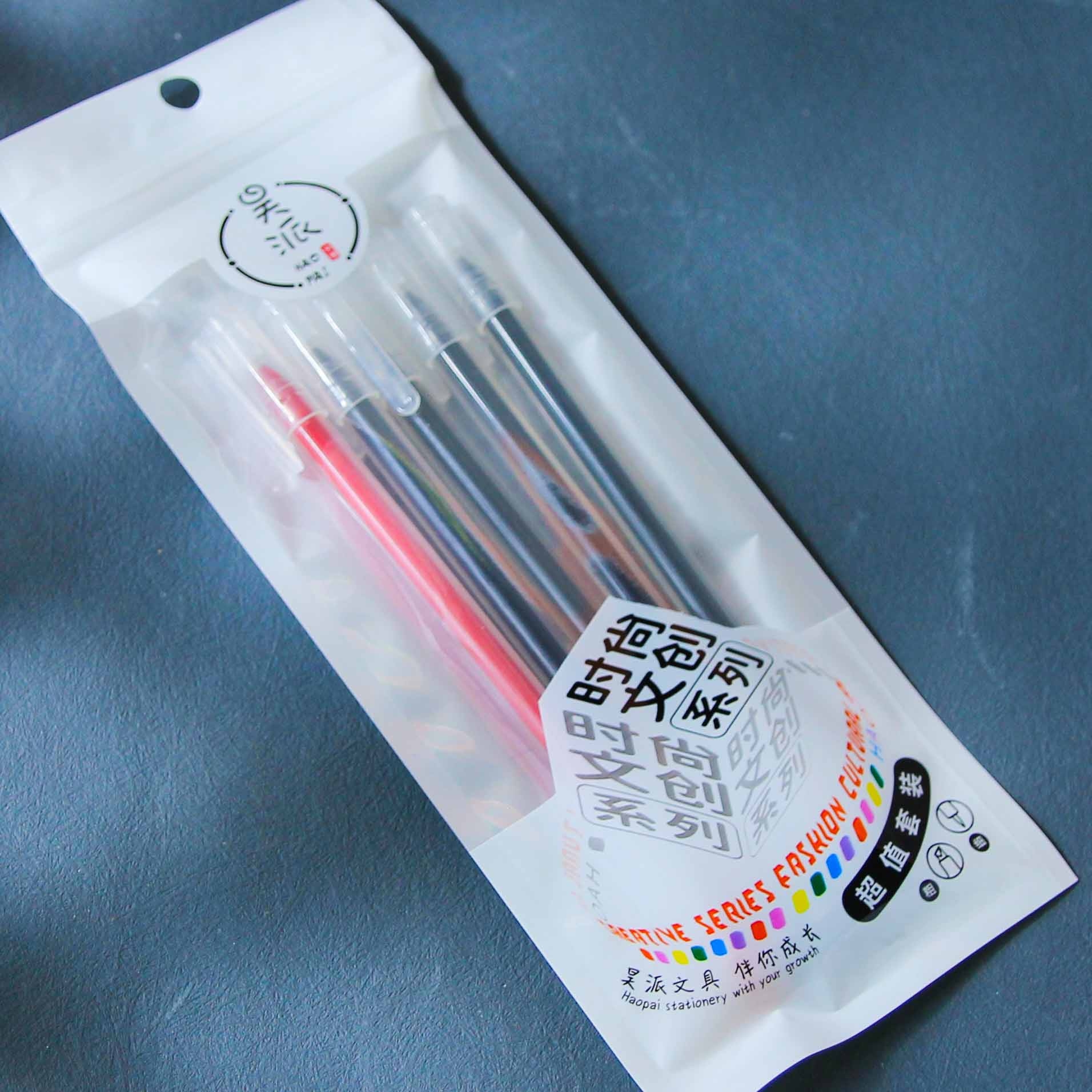 Haopai ZXB-05 Five Red and Black Gel Pens 3