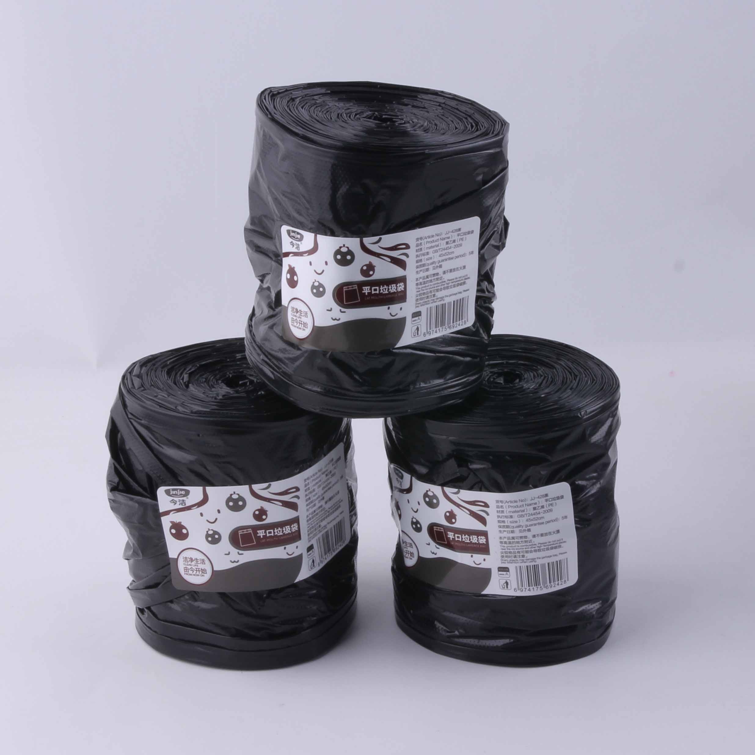 JJ-428 Extra Thick Flat Mouth Trash Bag (Black) 2