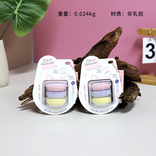 CM-NH2634 Neon Phantom Finger Marshmallow Powder Puff 3 Pack (Con Caja de Almacenamiento) 3