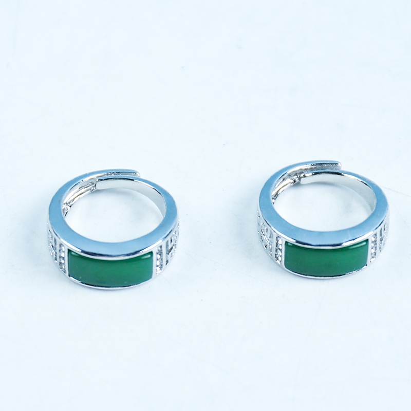 Faux Jade Rhinestone Men's Ring 2