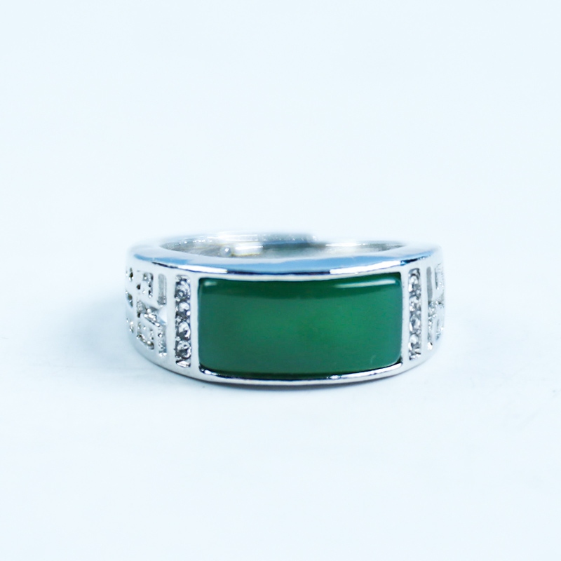 Faux Jade Rhinestone Men's Ring 3
