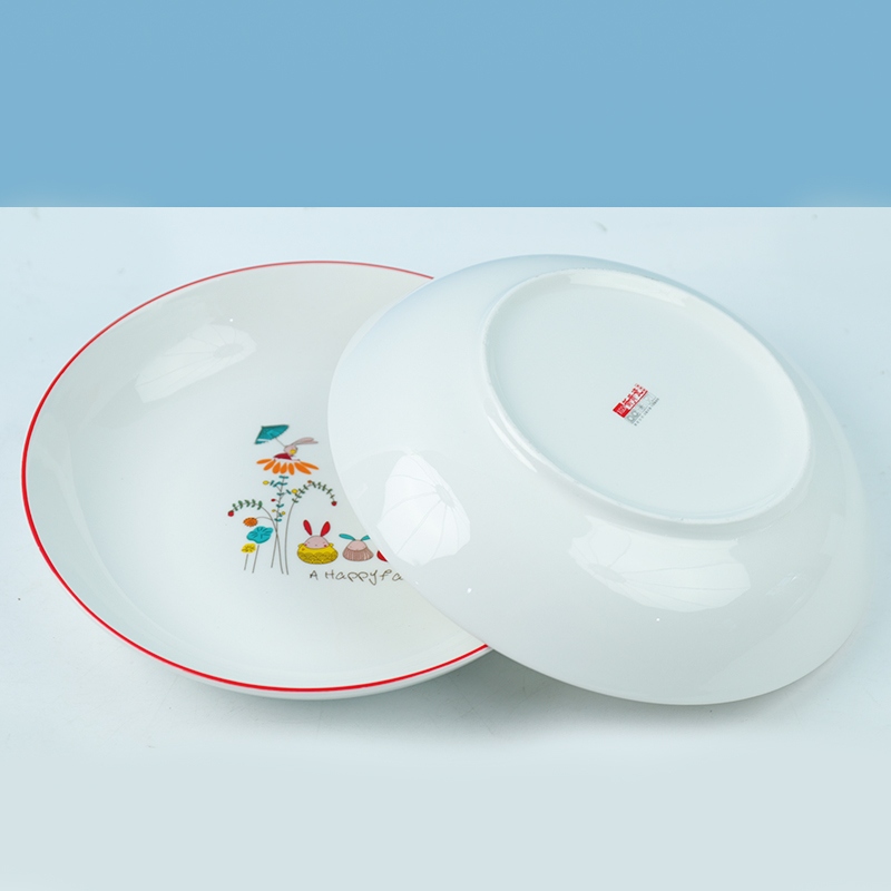 Nuevo Hueso China Negro Edge 8-inch Fruit Plate (Familia Feliz) 3