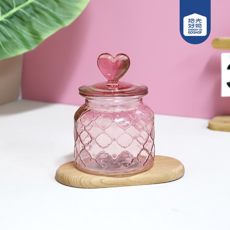 671 Mariposa Amor Rosa Tanque de Almacenamiento de Vidrio Reticulado 650ML