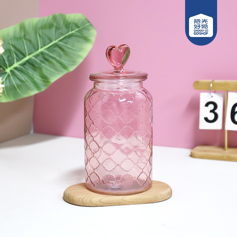 673 Mariposa Amor Flor Rosa Tanque de Almacenamiento de Vidrio Reticulado 1350ML 2