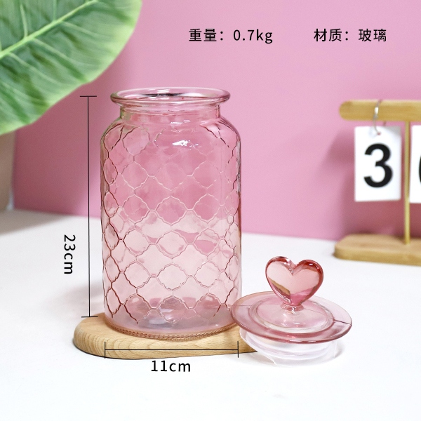 673 Mariposa Amor Flor Rosa Tanque de Almacenamiento de Vidrio Reticulado 1350ML 3
