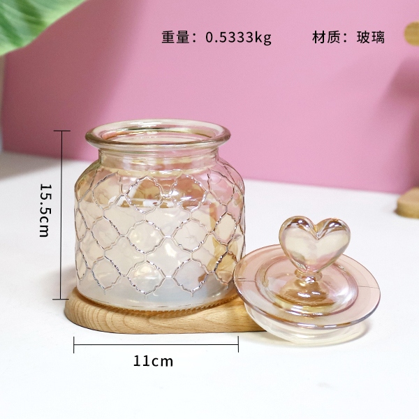 677 Butterfly Love Flower Amber Mesh Glass Storage Jar 650ml 3