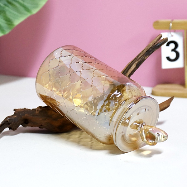679 Butterfly Love Flower Amber Mesh Glass Storage Jar 1350ml 5