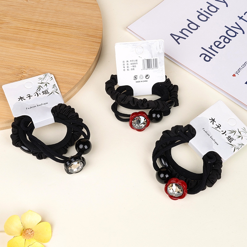 Negro Zircon Accesorios de la Flor Pequeña Anillo Intestino 2