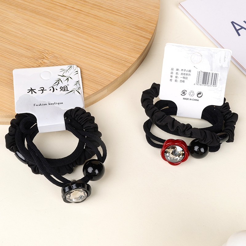 Negro Zircon Accesorios de la Flor Pequeña Anillo Intestino 3