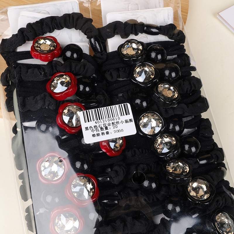 Negro Zircon Accesorios de la Flor Pequeña Anillo Intestino 4