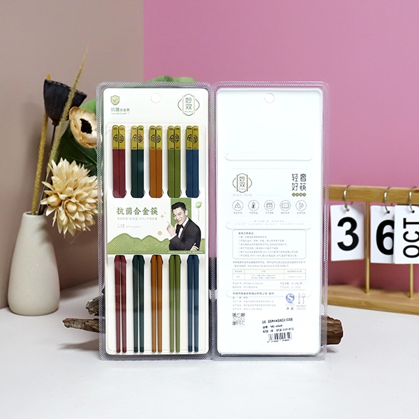 4849 National Tide Chinese Semi-circular Fu Colorful Suction Chopsticks (5 Pares) 4