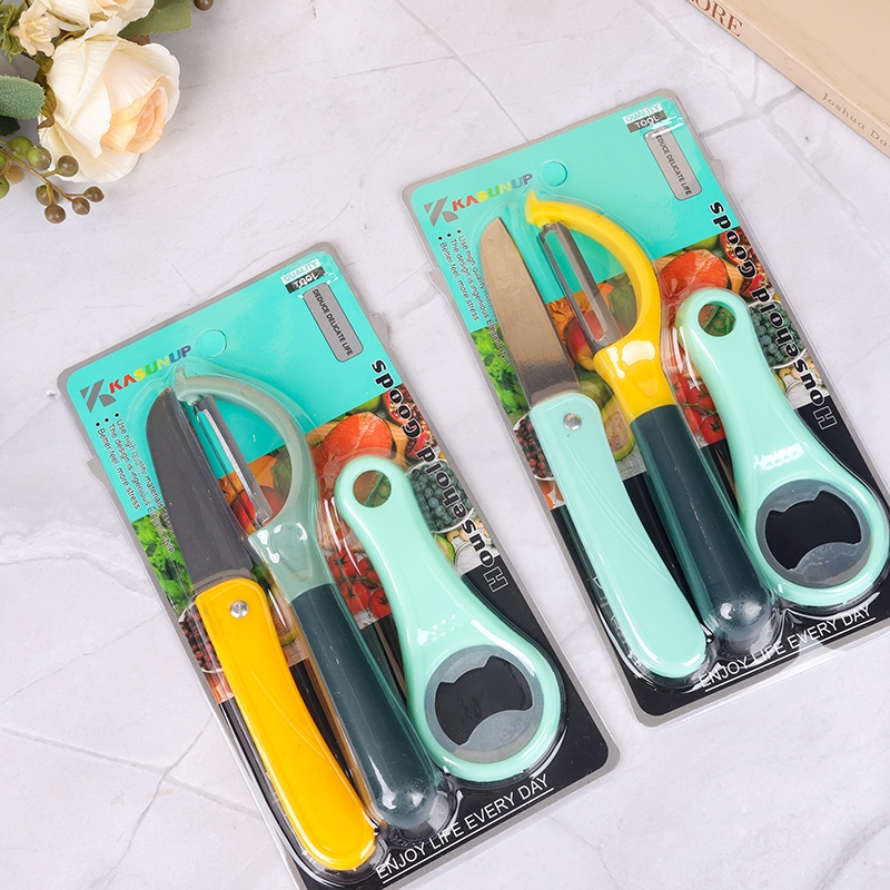 A- 9819 Cepillador Cuchillo de Fruta Conjunto de 3 (Tarjeta)