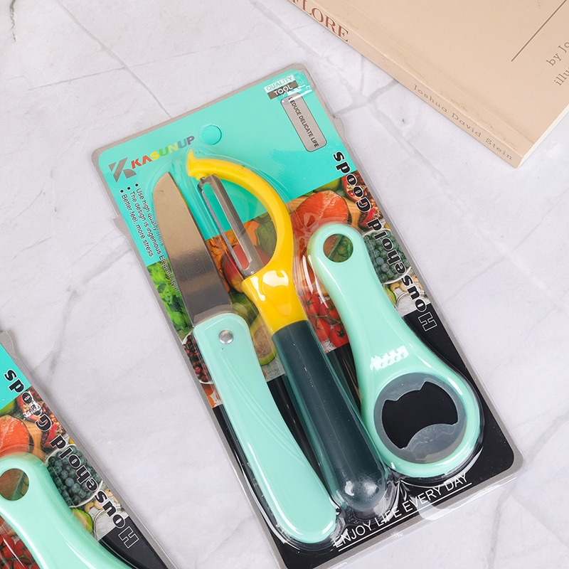 A- 9819 Cepillador Cuchillo de Fruta Conjunto de 3 (Tarjeta) 3