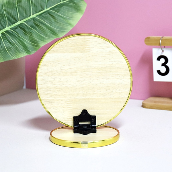 60243 Dorado Borde Espejo de Madera (Redonda) 4