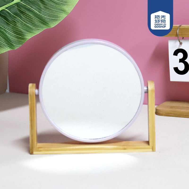 Espejo de Mesa de Bambú 63059 (Redondeo de Media)