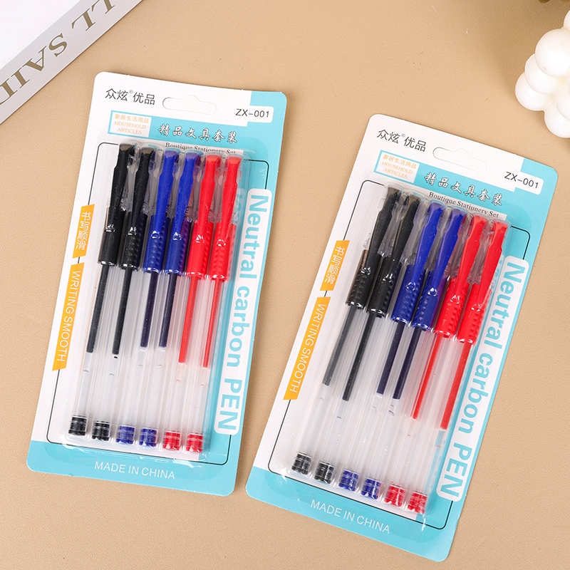 6 Bolígrafos de Gel de Oficina (2 Negro, 2 Rojo, 2 Azul)