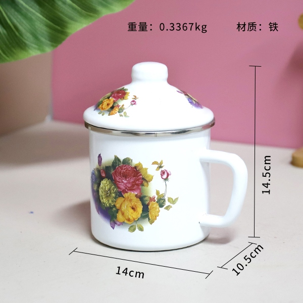 1024-10cm Edging Love Flor Esmalte Taza 3