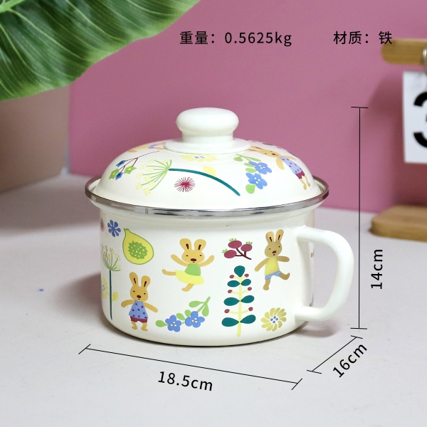 1601-16cm Feliz Conejo Tesoro Comida Rápida Taza de Esmalte 3