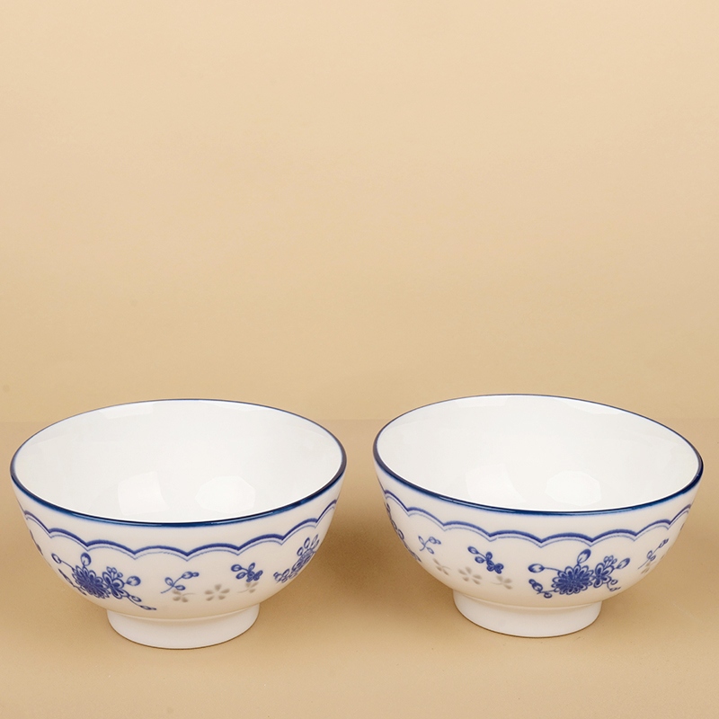 Nueva Porcelana de Hueso 4.6 Pulgadas de Tazón Recto ( Mariposa Orquídea) 2