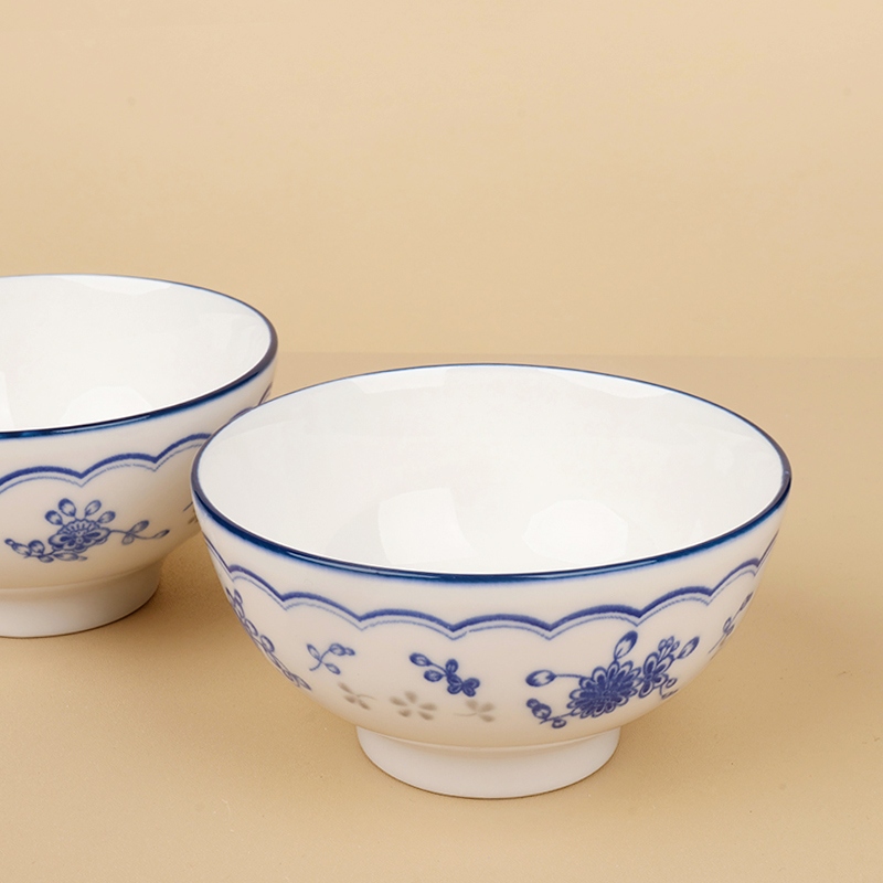 Nueva Porcelana de Hueso 4.6 Pulgadas de Tazón Recto ( Mariposa Orquídea) 3