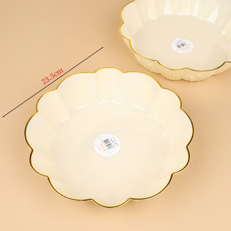 7104 Placa de Fruta En Forma de Flor Blanca Dorada 2