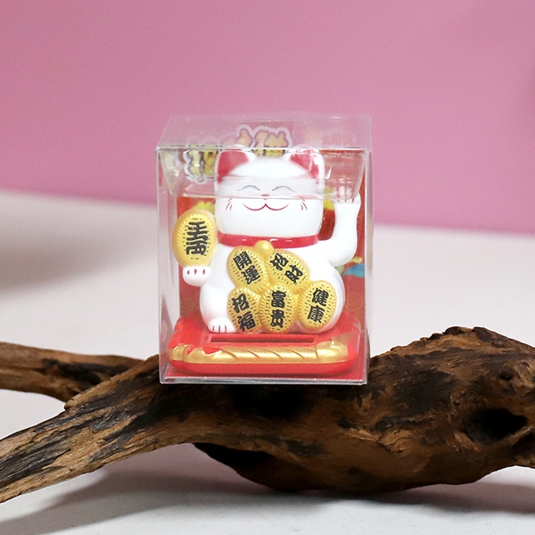 23013-1-2.5 Pulgadas Solar Feng Shui Gato Ornamentos (Blanco) 4