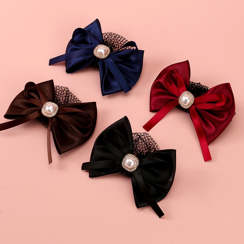 B87 Pearl Bow Hair Net 2