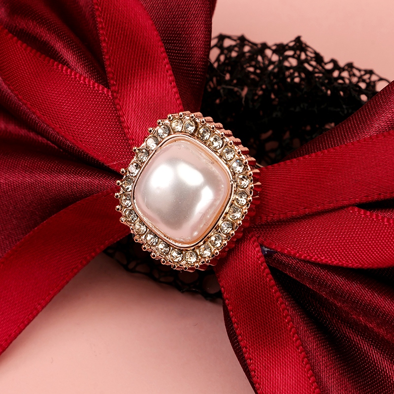 B87 Pearl Bow Hair Net 3