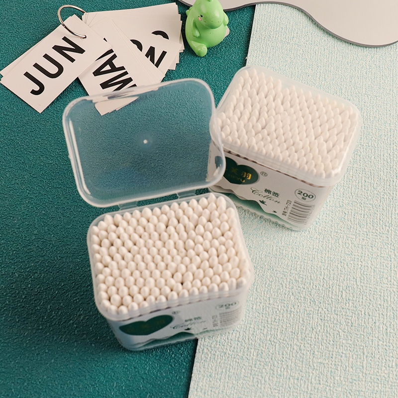 723 Huafuyu 200pcs Square Box Cotton Swabs (Carbonized Rod) 3