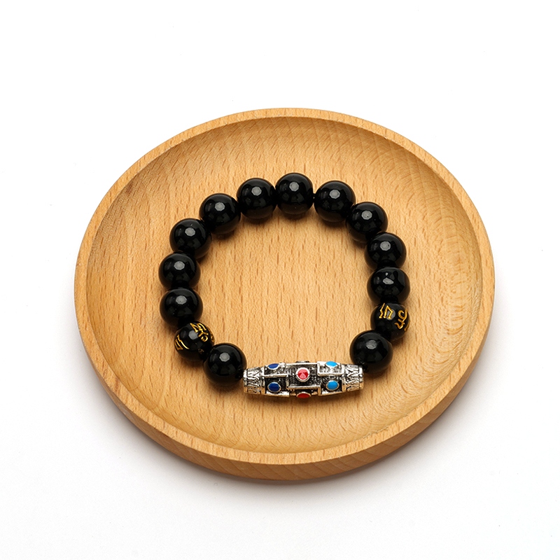 Nueve Cuentas de Ojos Negro Pulsera Impresa (12cm) 2