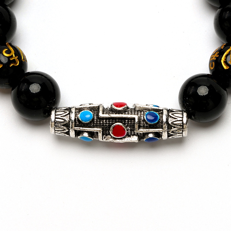 Nueve Cuentas de Ojos Negro Pulsera Impresa (12cm) 3