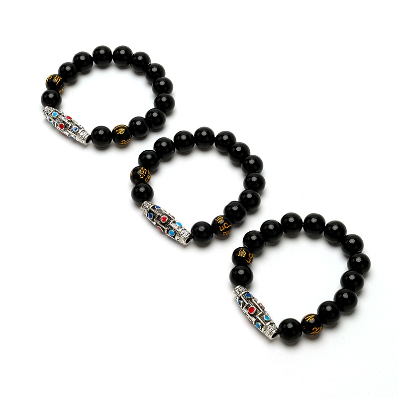 Nueve Cuentas de Ojos Negro Pulsera Impresa (12cm) 4