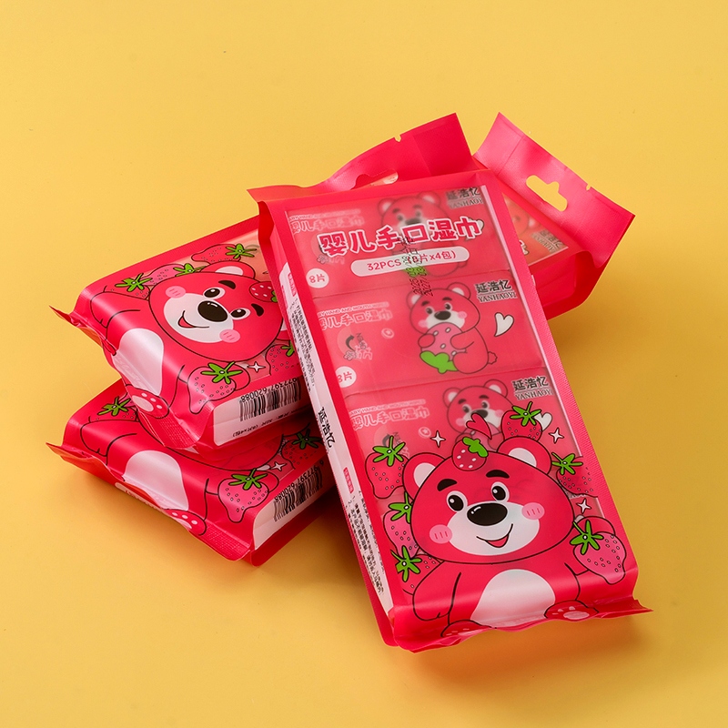 Yan Hao Yi 56563 Strawberry Bear Quadruple Wet Wipes (120)