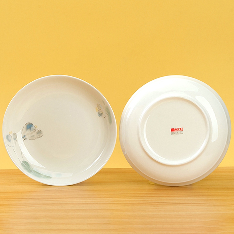 Nueva Porcelana de Hueso 7 Pulgadas Plato de Fruta (Loto de Tinta)