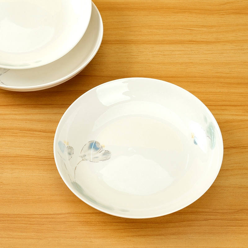 Nueva Porcelana de Hueso 7 Pulgadas Plato de Fruta (Loto de Tinta) 4