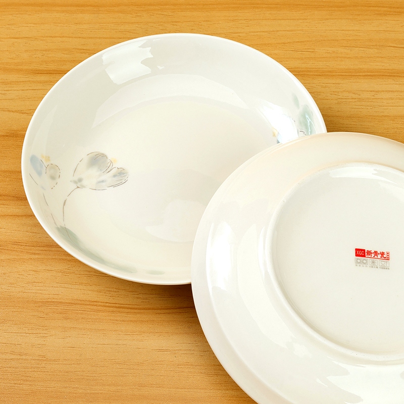 Nueva Porcelana de Hueso 7 Pulgadas Plato de Fruta (Loto de Tinta) 5