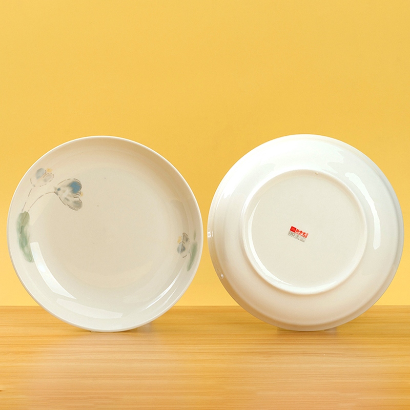 Nueva Porcelana de Hueso 8 Pulgadas Plato de Fruta (Loto de Tinta)