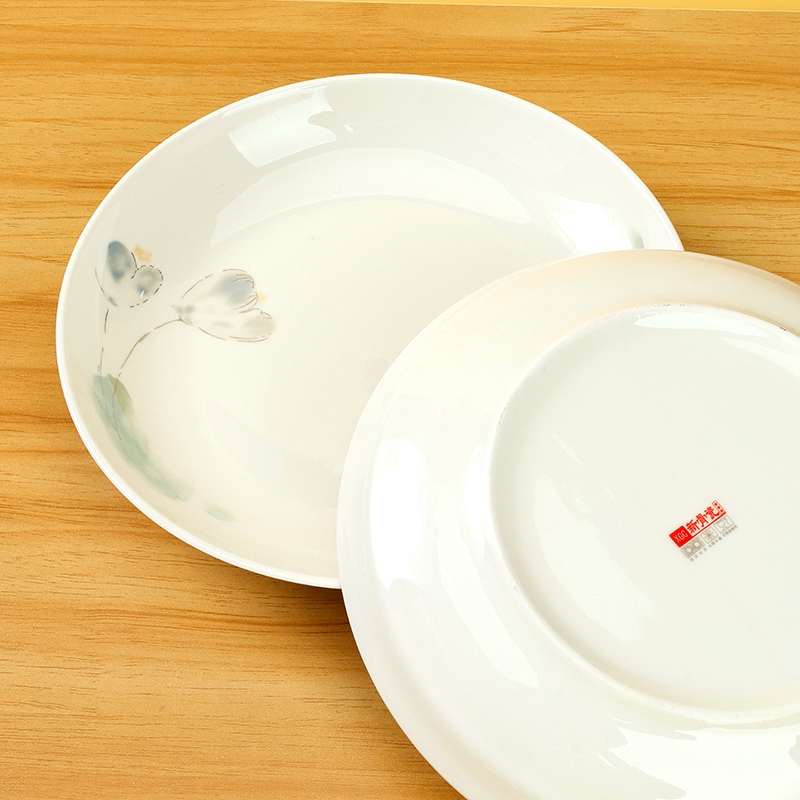 Nueva Porcelana de Hueso 8 Pulgadas Plato de Fruta (Loto de Tinta) 5