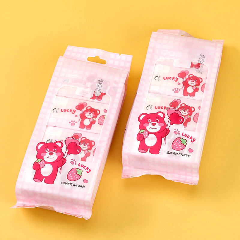 Hanrou 1729 Strawberry Bear 8 Pack Wet Wipes 3