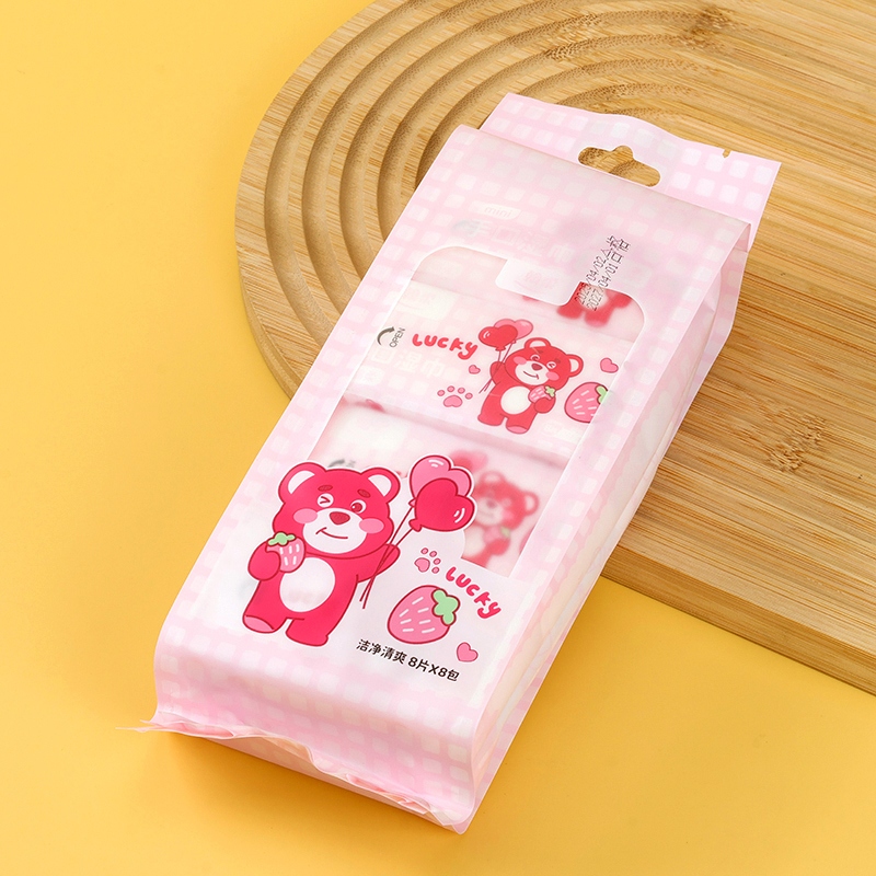 Hanrou 1729 Strawberry Bear 8 Pack Wet Wipes 4
