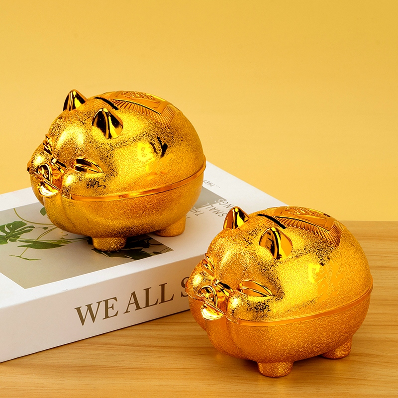 Banco de Cerdo Dorado de Plástico (200)