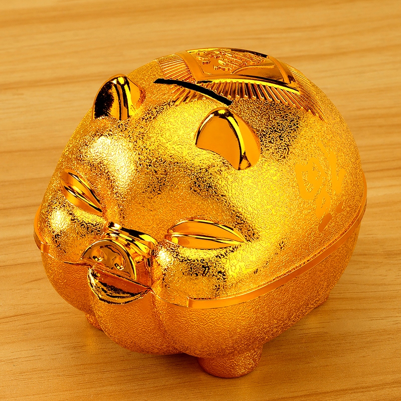 Banco de Cerdo Dorado de Plástico (200) 4