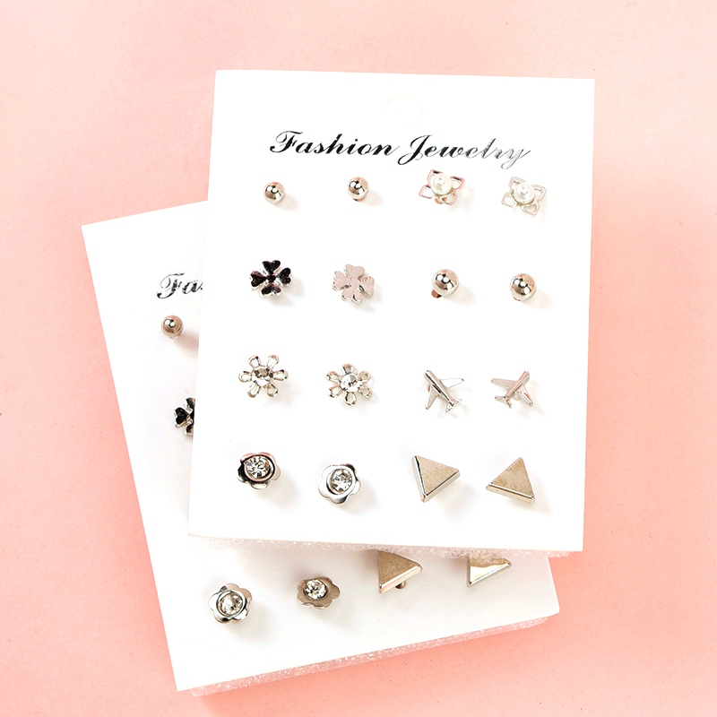 Pocket Styling Stud Pendiente Combinación (8 Pares)