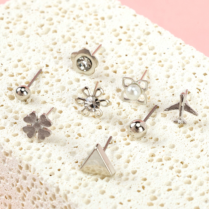 Pocket Styling Stud Pendiente Combinación (8 Pares) 4